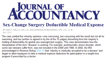 Journal of Accountancy sex change surgery deductibe medical expense